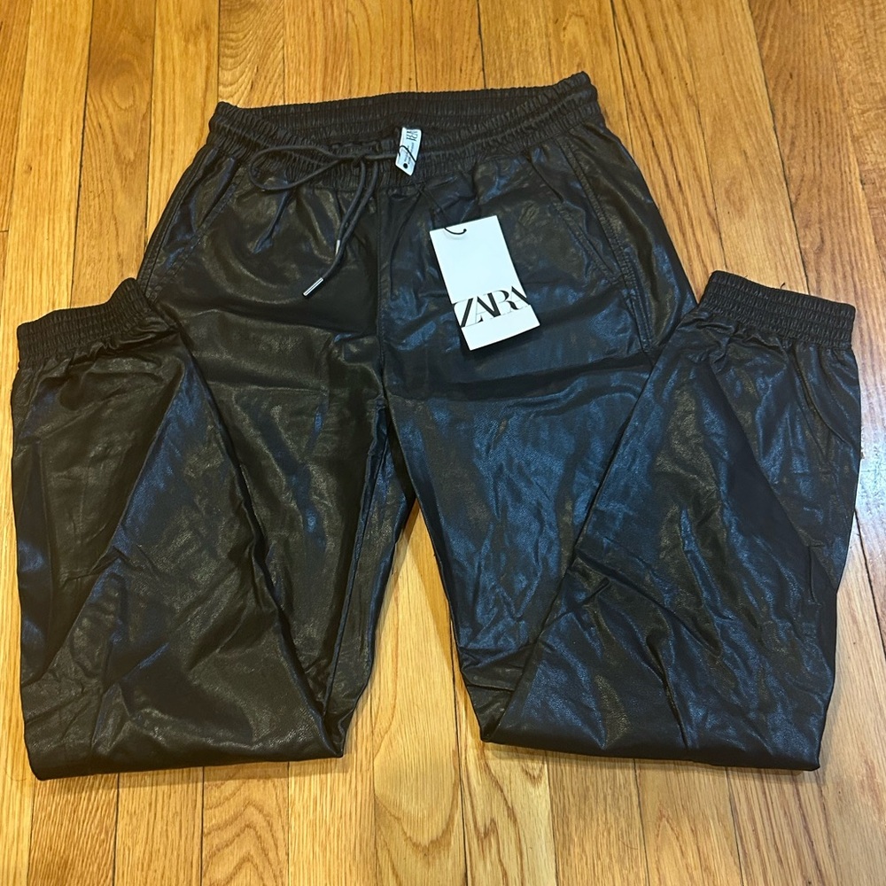 NWT ZARA leather styled joggers